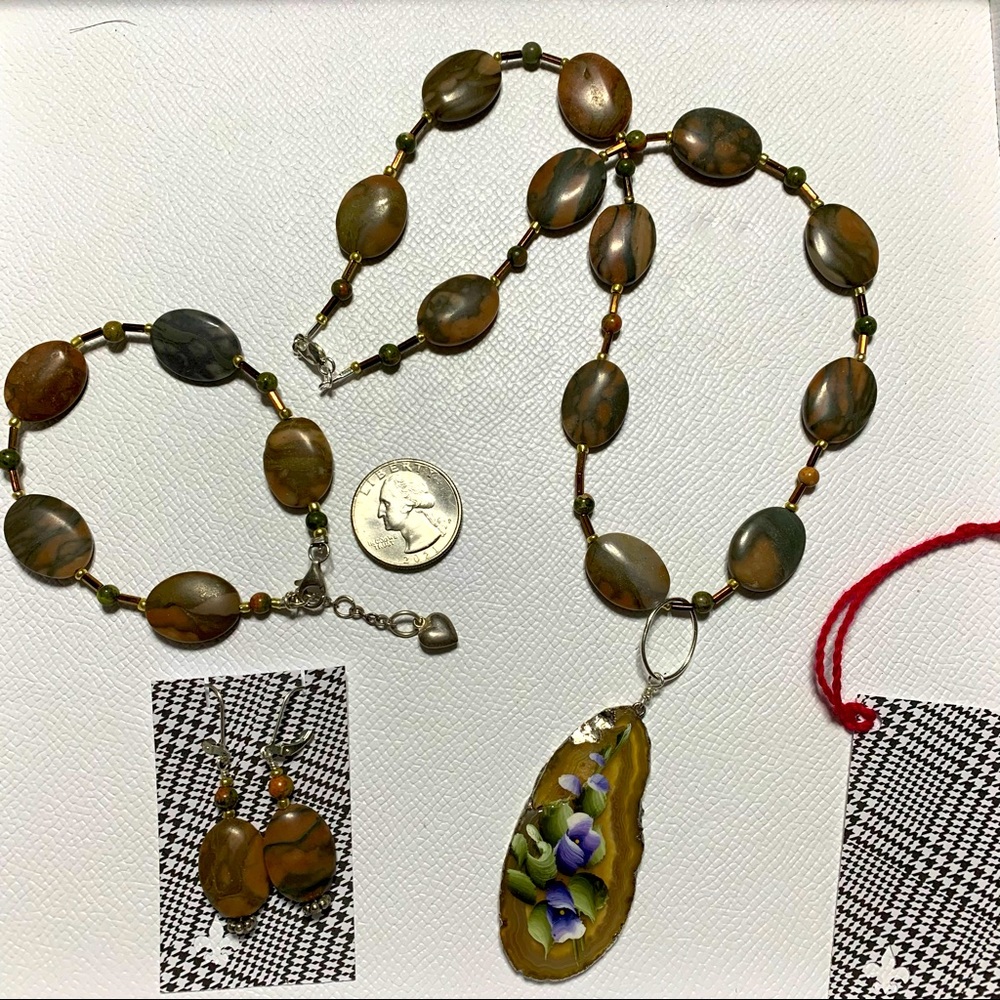 “Canyon Flower” Handcrafted Gemstone Necklace, Bracelet & Earring Set